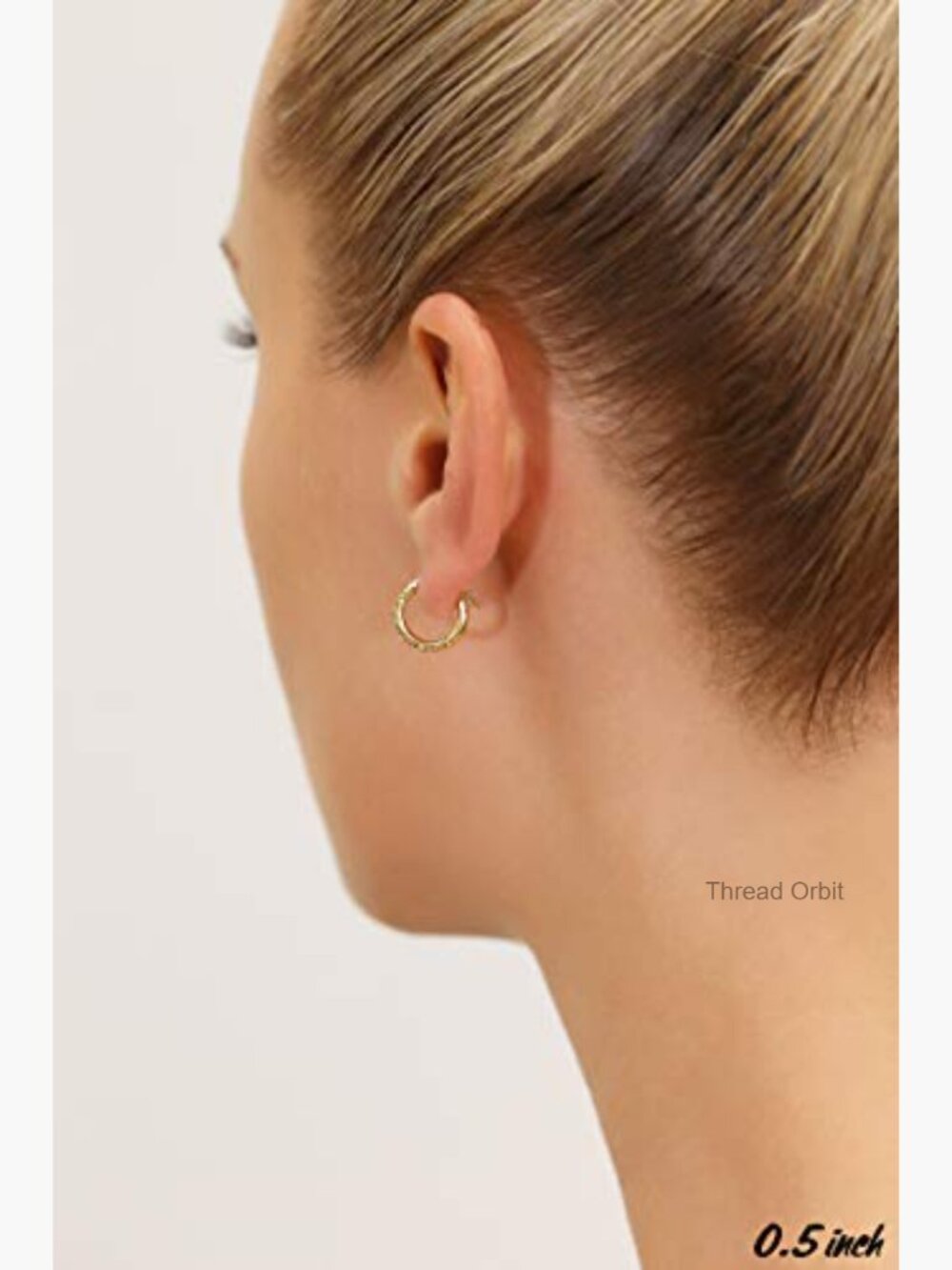 14k Gold Hand Engraved Diamond-cut Round Hoop Earrings 0.5 inch - Picture 3 of 7